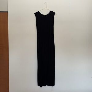 Anistar Black Sheath Maxi Dress Size M Sleeveless Slits Witchy Whimsigoth Goth